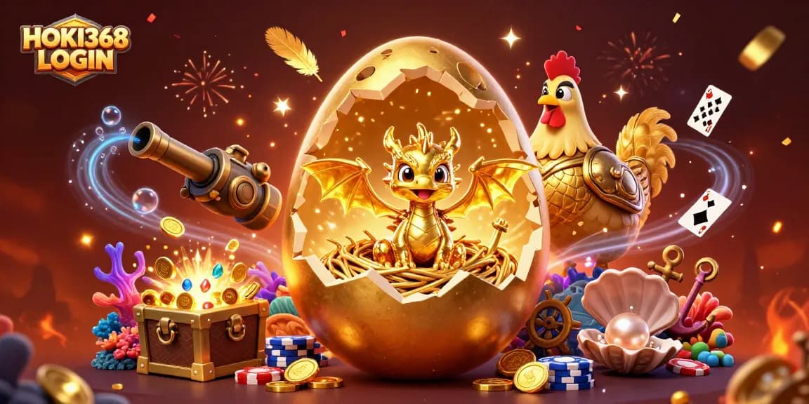 Play slots and enjoy HOKI368 LOGIN with a dazzling baby dragon and golden tokens.