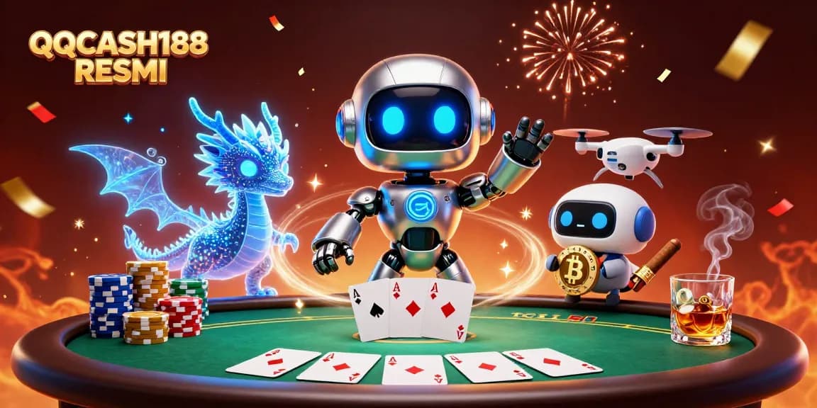 Experience exciting gameplay with QQCASH188 RESMI in this vibrant casino scene with characters and chips.
