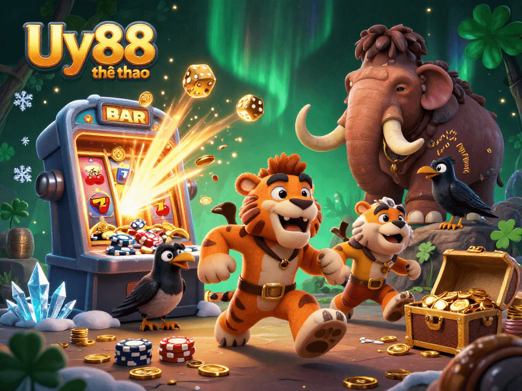 Experience the thrills of Uy88 thể thao with a vibrant 3D casino scene filled with excitement and action!