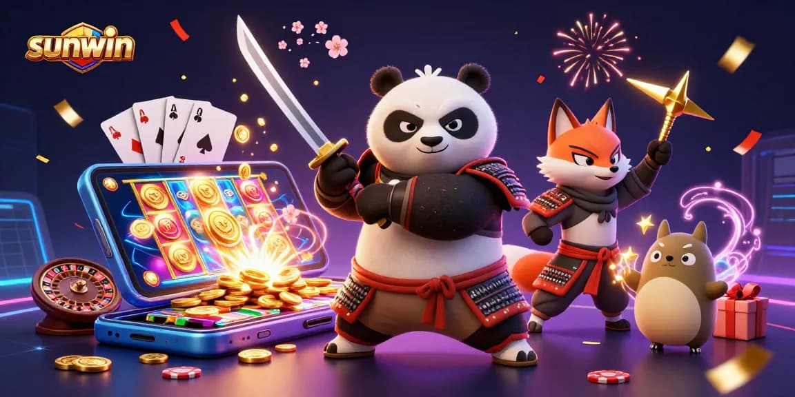 Engage with the thrilling sunwin gambling adventure featuring dynamic characters and colorful game elements.