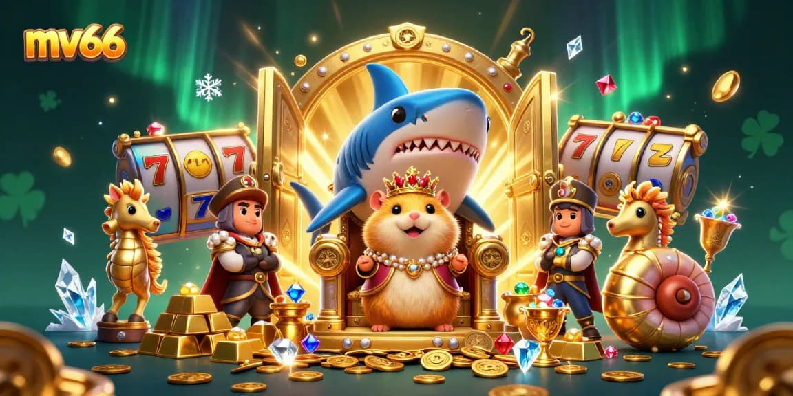 Experience the thrill of winning with mv66 in this dynamic casino-themed 3D illustration.