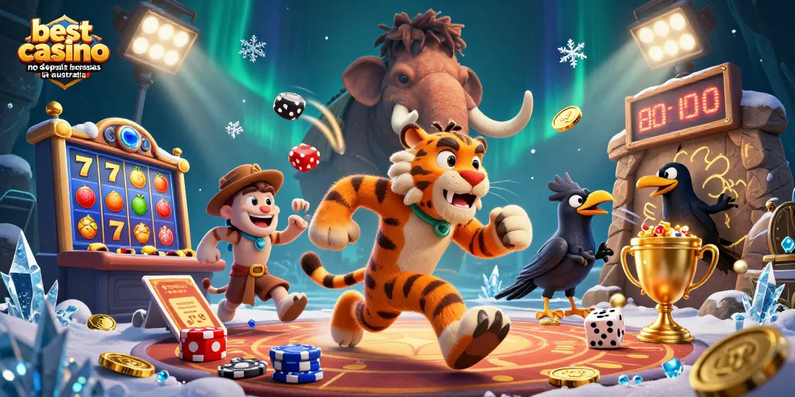 Experience the best casino no deposit bonuses in Australia with vibrant visuals of stone casinos and lively game elements.