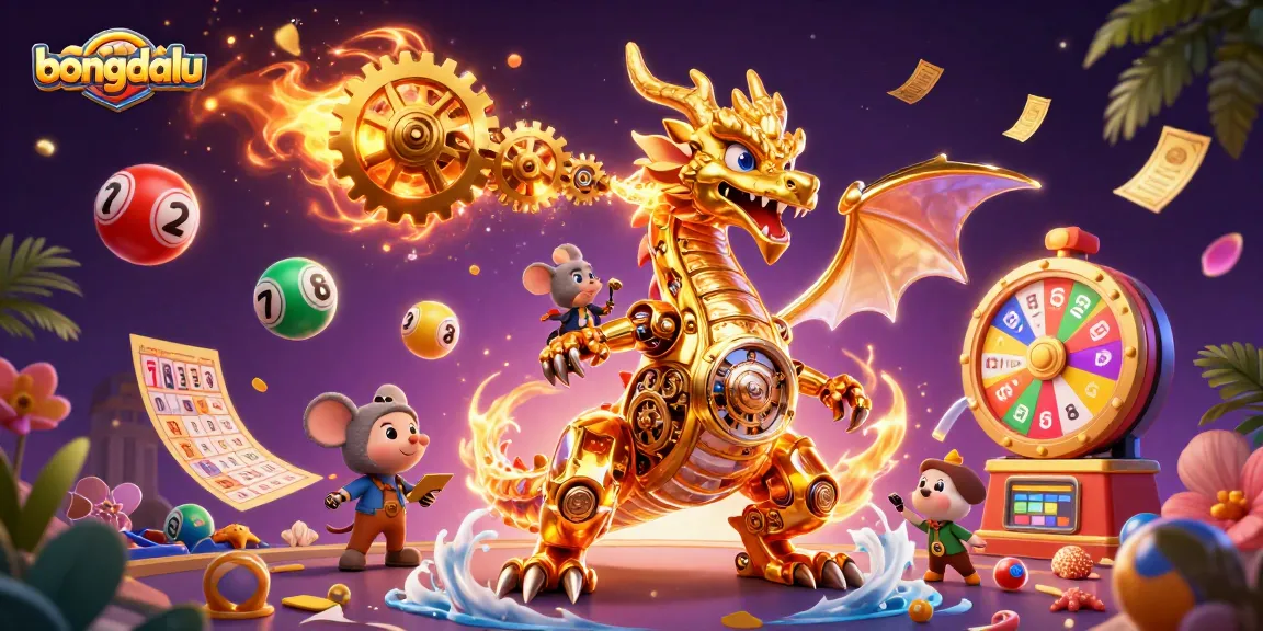 Experience the thrill of bongdalu with a golden dragon, vibrant game elements and lottery excitement.