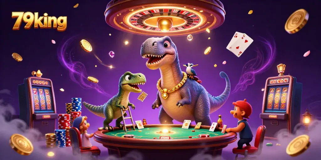 Engage in thrilling gameplay at 79king with a vibrant casino scene teeming with action.