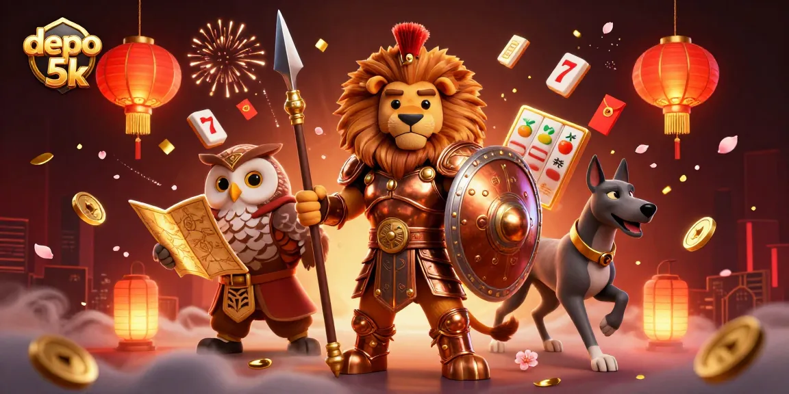 Engage with depo 5k gaming strategies in this vibrant 3D casino scene filled with luck symbols.