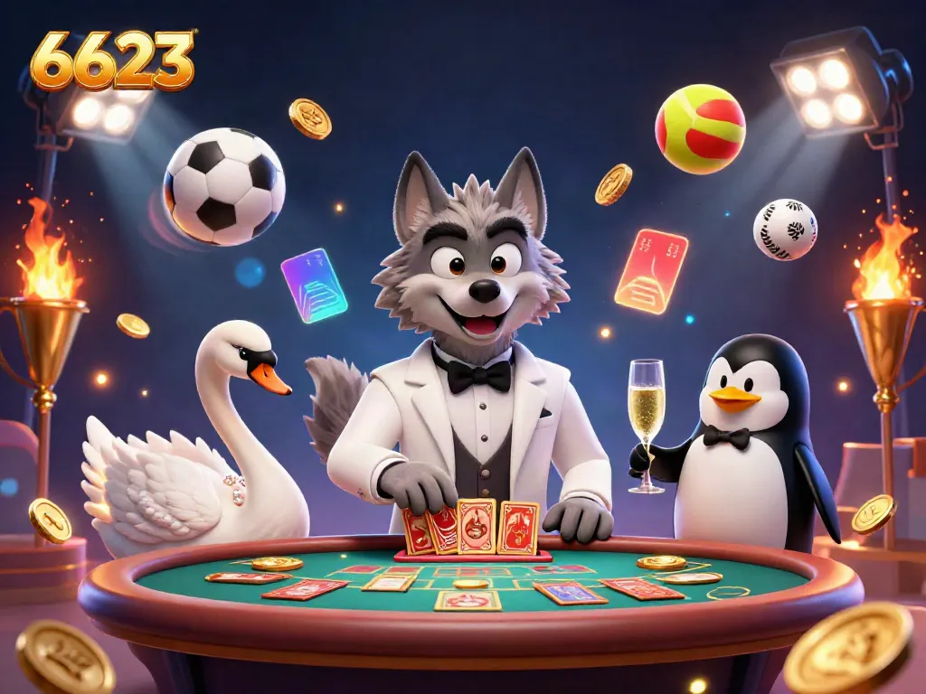 Experience the thrill of betting at 6623 with animated characters celebrating casino games.