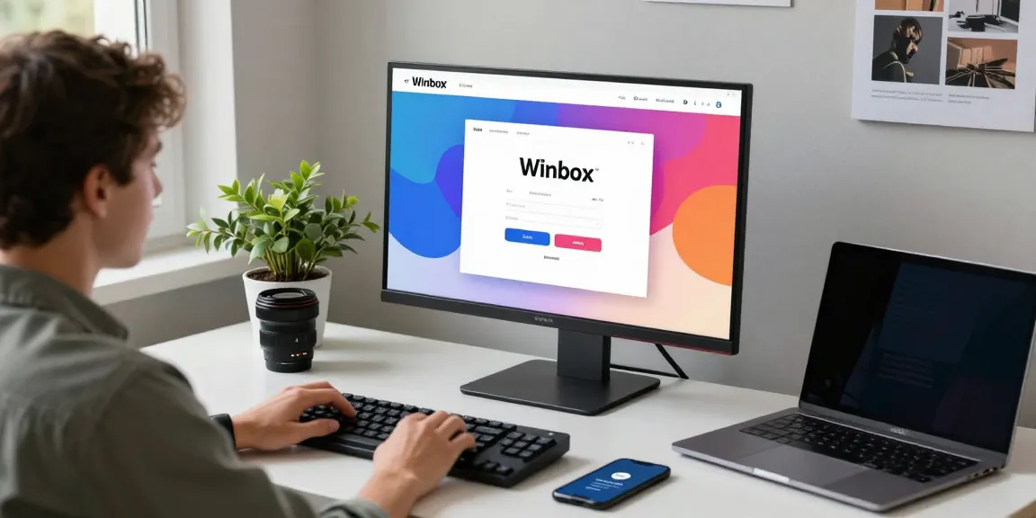 Seamless Winbox login experience on a modern desktop setup with an engaging interface and productivity elements.