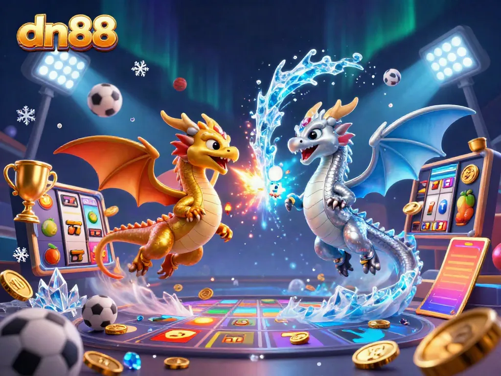 Experience an exhilarating gaming adventure at dn88 with thrilling dragons, ice, and fire effects.