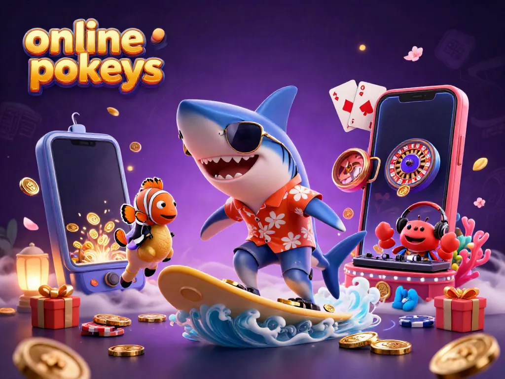 Experience thrilling online pokies with exciting winnings in this vibrant 3D illustration.