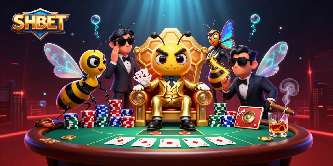 Experience thrilling poker action with SHBET's dynamic casino scene featuring vibrant characters and game elements