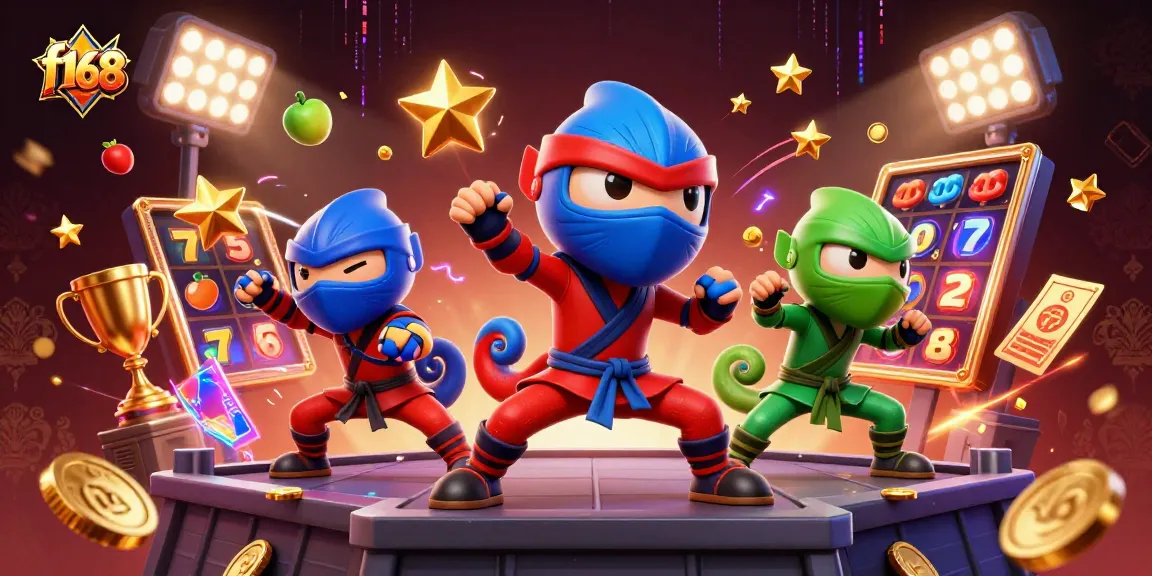 Experience thrilling gaming action with the f168 ninja chameleons in a vibrant casino setting.