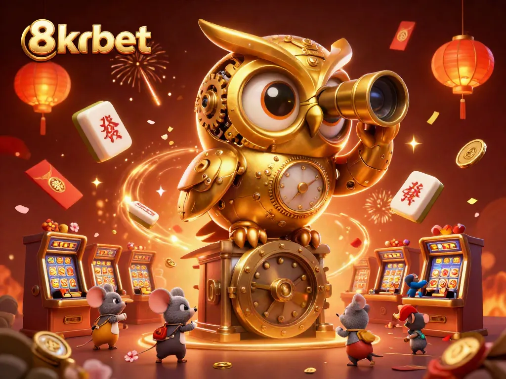 Catch the excitement of 8xbet with vibrant animated casino characters amid festive decorations.
