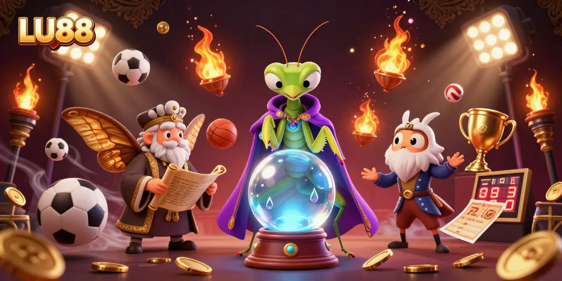 LU88 offers sports betting excitement with dynamic elements of fortune and fun in this vibrant illustration.
