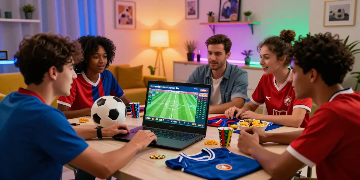 Puntowin online en Paraguay - friends enjoying live sports betting together, showcasing excitement and home entertainment.