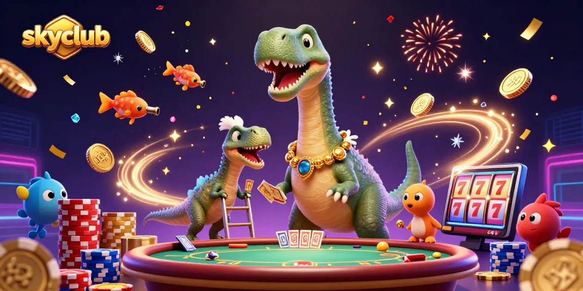 Experience thrilling gameplay in skyclub with 3D characters and dynamic casino elements