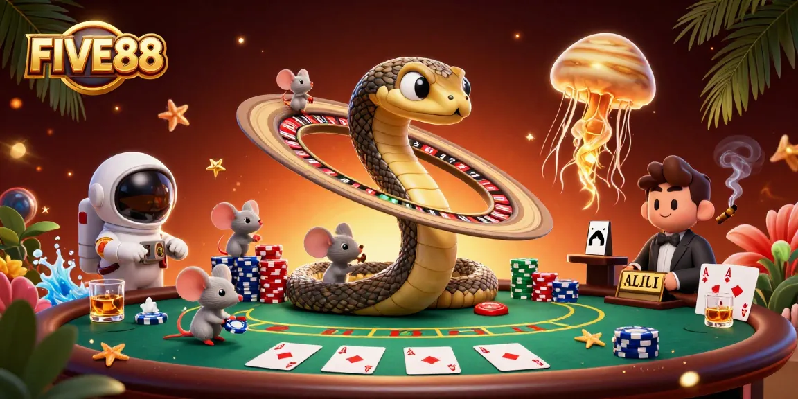 Engage in thrilling gameplay with FIVE88 as cosmic dealers bring excitement to the casino universe.