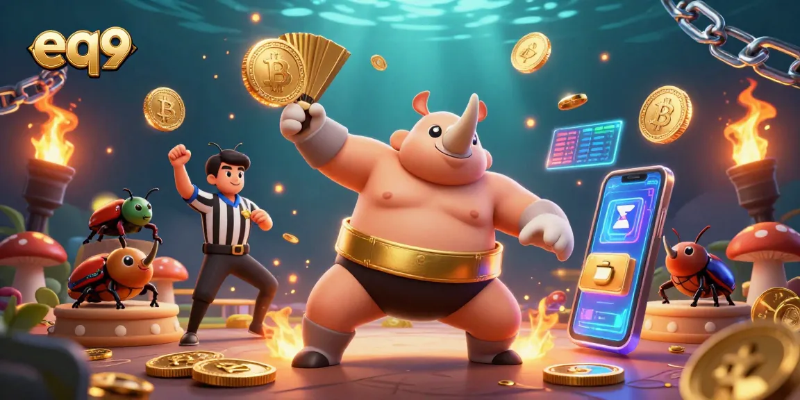 Play exciting games at eq9 casino, watching rhinoceros beetles compete while coins fly.