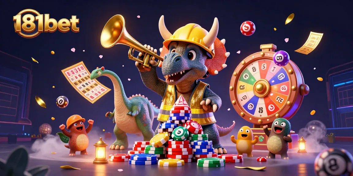 Engage with 181bet's vibrant casino scene featuring a triceratops and interactive elements for exciting gaming.
