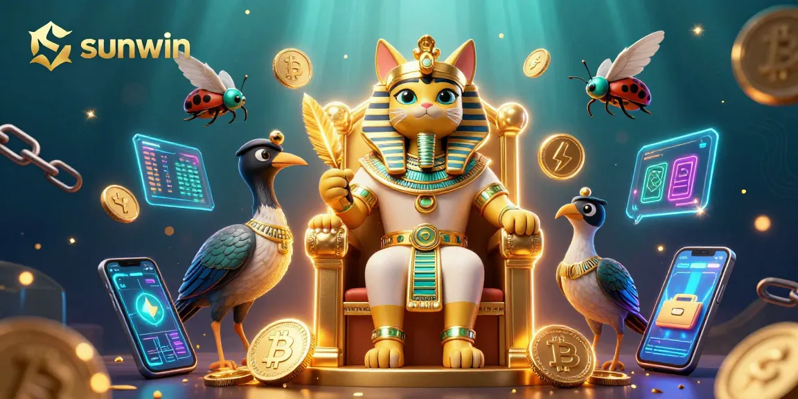 Win big at Sunwin with captivating games featuring an Egyptian pharaoh cat and crypto elements.