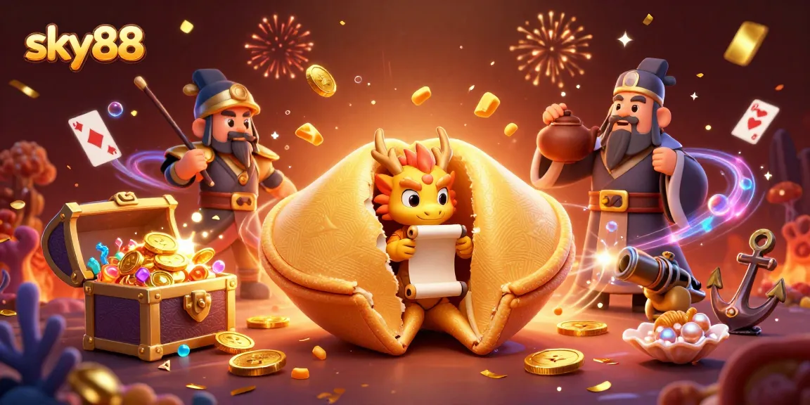 Sky88 players immerse in excitement with golden treasures and mythical creatures in an online casino adventure.