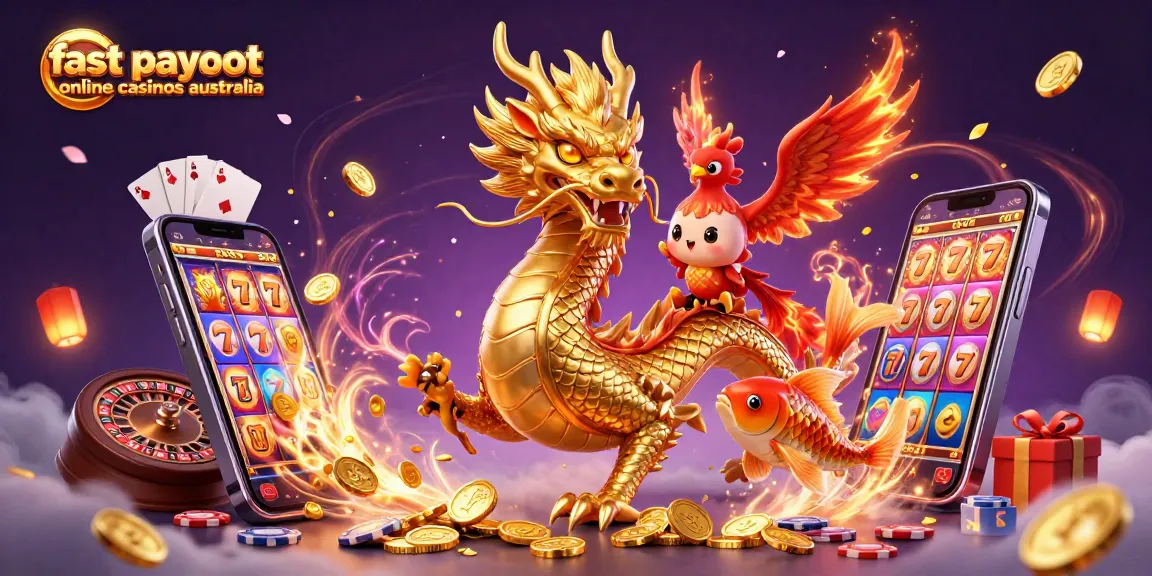 Experience fast payout online casinos Australia with thrilling 3D dragon and phoenix, rich gaming elements.